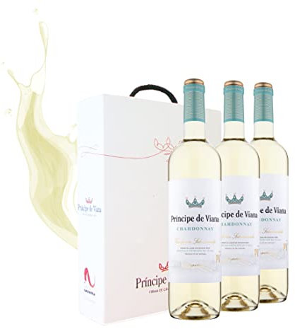 Príncipe de Viana - Vino blanco Príncipe de Viana Chardonnay - Estuche 3 botellas de vino x 750 ml - D.O. Navarra - Chardonnay - 13% Vol