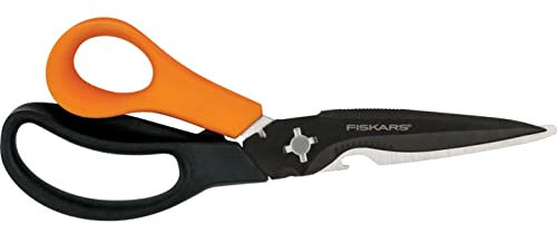 Fiskars Ciseaux Multi-Usage, Longueur : 23 cm, Lames en Acier Inoxydable/Manches en Plastique, Noir/Orange, Solid, SP-341, 1063329