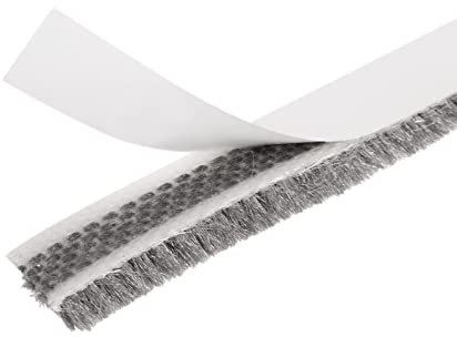 sourcing map Adhesive Brush Seal Weather Stripping (3/16 x11/32 x16.4ft), Door Brush Strip - for Sliding Sash Door Window Wardrobe Seal, Gray