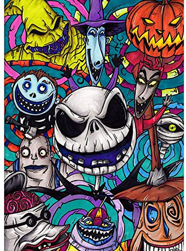 MXJSUA Halloween Diamond Painting Kits for Adults, 5D Skull Diamond Picture Gem Arts Kits for Home Decor 30X40cm