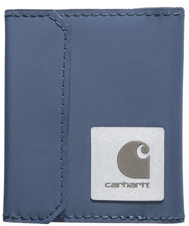 Carhartt Wasserabweisende Herren-Geldbörse mit Magnetverschluss, Dunkelblau, dunkelblau, Wasserabweisender Faltgeldbeutel, strapazierfähige Faltbörse mit Magnetverschluss für Herren