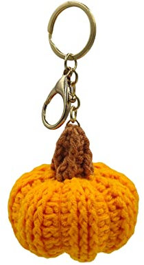 CHEZBABY Handgefertigter gehäkelter süßer Taschenanhänger, Schlüsselanhänger, Auto-Schlüsselanhänger, Handtaschen-Charm-Anhänger für Damen und Herren, Kürbis, Medium