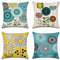 OCEUMACO Leinen Kissenbezug 50x50 Blumen Kissenhülle 4er Set Sofakissen Dekokissen Bezug für Couch Sofa Geometrische Muster Kissen Kissenbezüge Outdoor Deko Zierkissen Couchkissen - Türkis Gelb