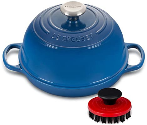 Le Creuset Enameled Cast Iron Bread Oven Bundle with 3 1/4 Nylon Cleaning Brush - Marseille