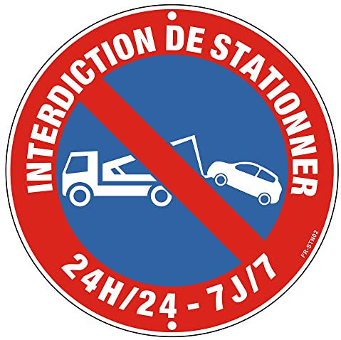 Panneau Interdiction de Stationner Metal Réfléchissante Ø 300mm Panneau Stationnement Interdit Aluminium Stable et Durable, Etanche et Résistant aux UV, Facile à Installer