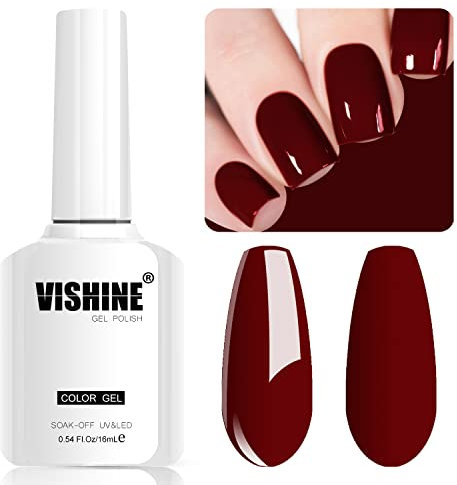 Vishine Smalto Gel Bordeaux 16 ml Soak Off UV LED Nail Art Smalto Gel Semi-permanente Gel Polish Uso Professionale in Salone e Casa Colore Bordeaux M114