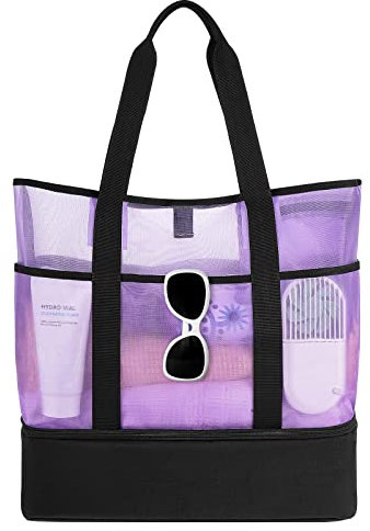 Luckits Bolsa Grande de Malla de Playa, Bolsas Compra Reutilizables para Almacenamiento Juguetes, Bolsa Plegable de Compras para Natación, Camping, Compras, Vacaciones Familiares