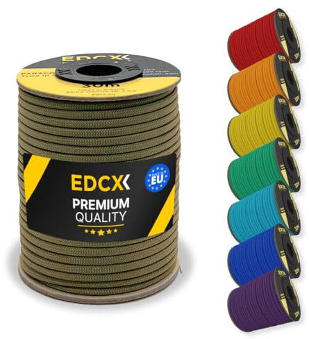 EDCX 4 mm Nylon Paracord 550 30 m (100 Fuß) – Typ III, 100% Nylonseil, 7-strängiges Seil, 4 mm Nylonseil in Volltonfarben (Coyote Brown, 30 m)