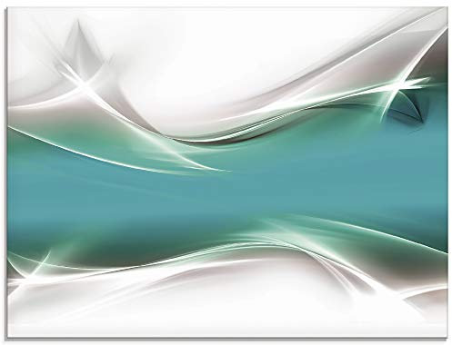 ARTland Qualitätsbilder I Wanddeko Glasbilder Glas Bilder 80 x 60 cm Abstrakte Motive Gegenstandslos Digitale Kunst Türkis D8PO Kreatives Element Petrol