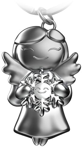 FABACH Schutzengel Schlüsselanhänger Star mit Schneeflocke - Weihnachtsengel aus Metall - Weihnachten Schutzengel Glücksbringer - Engel Schlüsselanhänger Schutzengel als Geschenk für Freundin