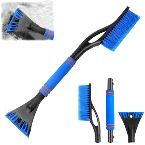 Eiskratzer Auto Scheibenkratzer,2in1 Auto Reinigungsbürste, Eiskratzer Auto mit Besen,Effektiver Auto Eiskratzer, Schneebesen Auto Eiskratzer für PKW, LKW und SUVs (Blue)