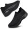 Womens Walking Shoes Non Slip Running Shoes Breathable Workout Shoes Slip On Trainers Size 4 All Black