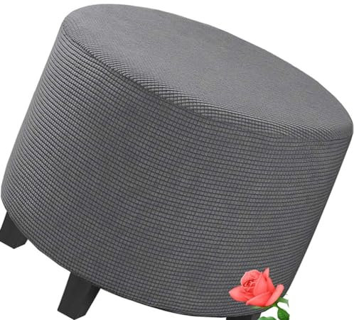 MeRcri Hockerbezug Rund 50 60 80 90 cm Ottoman Cover Ottomane Schonbezug Hocker Hussen für Fußhocker Stretch Ottomane Abdeckung Hocker Protector Hockerabdeckung (Color : 0012, Size : 50 cm)