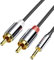 SOOMFON RCA to 3.5mm Audio Cable 1 Meter, 2RCA Red and White to Aux 3.5mm Jack Audio Cable with Durable Nylon Braided Gold-plated for Phone/Car/Speakers/Tablets/Home Theater/HDTV
