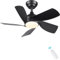 CJOY Ventilatore da Soffitto 76cm, Ventilatore da Soffitto con Luce 3 Colori e Dimmerabile, Ventilatore da Soffitto con Telecomando 6 Velocità, CC Reversibile per Camera da Letto, Nero