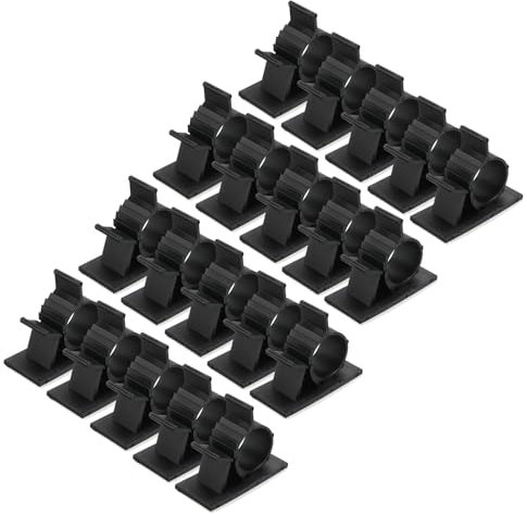 QUARKZMAN 25 Piezas de Clips de Cable, Soporte de Alambre de Nylon Autoadhesivo de 13-16mm de Diámetro, Abrazadera Ajustable de Organización de Cables para PC, Negro