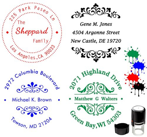 Individuelle runde Stempel, selbstfärbend, personalisierbar, für Geschäft, personalisierter Gummistempel mit Name und Adresse