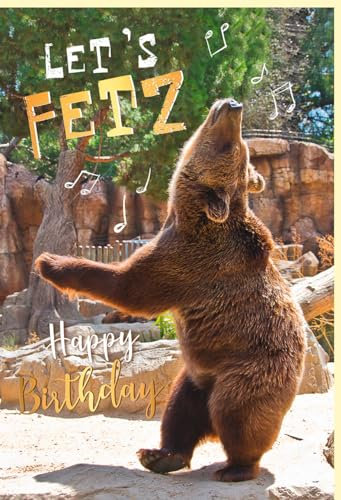 Skorpion Lustige Geburtstagskarte mit Tanzendem Bären - Goldfolien-Design, Musikalischer Spaß für Erwachsene & Jugendliche, Braun & Gold - mit Umschlag