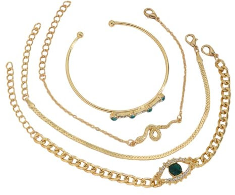 LEEQ Set de 4 Armbänder für Damen und Mädchen - Schlange Armband, Verstellbares Armband Damen mit funkelnden Zirkonia Steinen Geschenke für Frauen Schmuck für Weihnachten Valentinstag