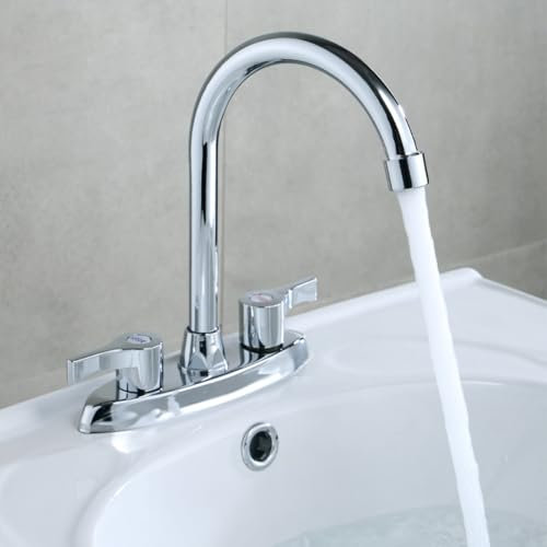 YUANGANG Dual Lever Kitchen taps Mixers Brass Double Holes Handle Kitchens Faucet Rotary Hot and Cold Basin Sink Mixer Tap Kitchen Basin Faucet