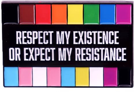 Respect My Existence Or Accept My Resistance Brooch Lapel Pin Pride Flag Badges Pins Gay Rainbow Flag Pins LGBT Badges Lapel Pin Brooch Metal Gift for Novelty Men Women Gift Clothes Bag Decor