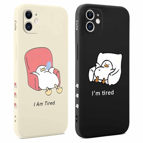 Coiwxmoi 2 Stück Hülle für iPhone 11 6,1 Zoll, Aesthetic Muster Design Mädchen Frauen Handyhülle, Weich Silikon Slim Motiv Stoßfest Case Kratzfeste Süßes Schutzhülle für iPhone 11, Ente