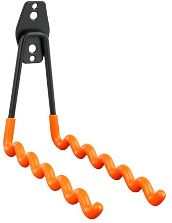 TMY 2er Set Garagenhaken Wandhaken zum Schrauben bis 15 kg, Orange | Wand Haken zum Anschrauben, Gummiert, Schwerlast, Wandhalterung Gartengeräte, Werkzeug Halterung, Garage und Werkstatt