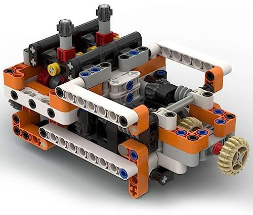BLOKZ MOC-51409 Generisch Motor Bausatz, 8-Gang-Getriebe mit nur 2 Hebeln MOC Klemmbausteine Spielzeug Spielzeug, Wissenschaft Motorbau Spielzeug für Erwachsene Kinder, 268 Teile