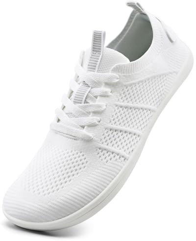 IceUnicorn Breite Barfuss Schuhe Damen Barfußschuhe Leichte Zero-Drop Atmungsaktiv Unisex Herren Minimalistische Outdoor(555Weiß,43EU