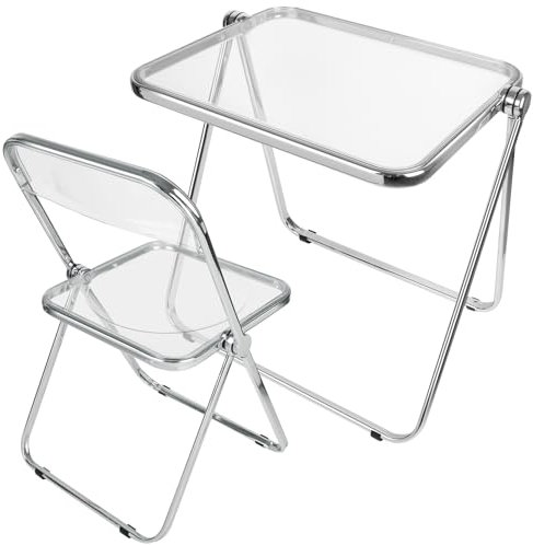Willonin Klapptisch aus Transparent, klappbar, ideal für kleinen Schreibtisch, Beistelltisch oder kleinen Computertisch, Büro, Beistelltisch, Haustier (64 x 50 x 70 cm)