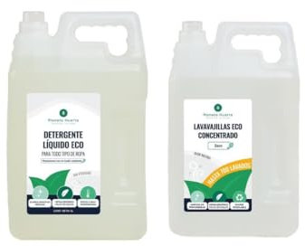 Pack Detergente Lavavajillas Hipoalergénico Sin Perfume ECO -Detergente Lavavajillas Manual 5 Litros + Detergente Líquido Ropa 5 Litros