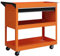 DURHAND Carrello Porta Attrezzi con Manico e Scheda Laterale, Cassetto e 3 Ripiani, Carrello Officina Porta Utensili con 4 Ruote(2 con Freno) in Lamiera di Acciaio per Garage, 82x35x76 cm, Arancione