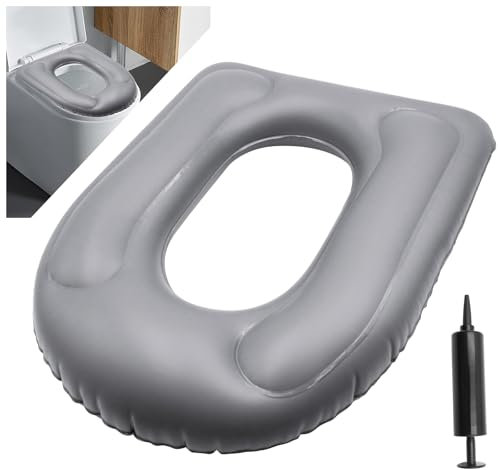 WYYFXY® Inflatable Toilet Seat Cushion with Suction Cup Toilet Seat Cover Grey Inflatable Seat Cushion with Hand Pump Toilet Seat Raiser Seat Ring for Adults, Seniors, Disabled