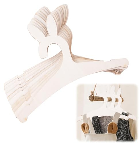MOROBOR Kinder-Kleiderbügel aus Holz, niedliches Kaninchen, 22,9 cm, für Babyzimmer, Kinderzimmer, Kleiderbügel, natürliche Kinder-Kleiderbügel, Kleiderbügel, für Babyparty, Kiste, Schrank, Kleidung,