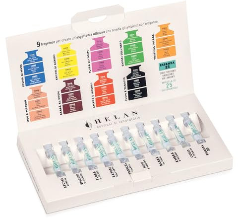 Helan - Discovery Set mit 10 Fläschchen Proben zu je 1,5 ml, Raumdüfte in Düften zum Entdecken, Set zur olfaktorischen Einrichtung für Geschenkideen, Made in Italy