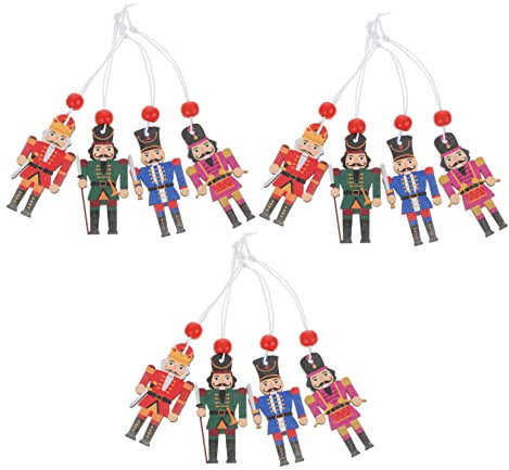 BUGUUYO 12stücke Teiliges Aus Bunten Holz-nussknacker-anhängern Im Cartoon-Design Für Weihnachtsdekoration Partys Und