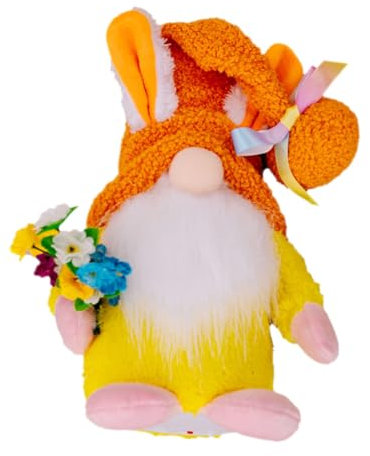 Warmhm Rudolf mit Hasenohren bucheregale Bunny Ears osterleckereien 0stergeschenke Easter Bunny Hase Plüsch Gartenzwerg süßer Plüsch Gnom Osterschmuck Kaninchen- Plüschstoffe Orange