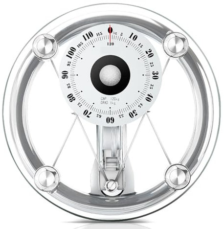 KHZKHC Mechanische Waage, Professionelle Analoge Personenwaage, 120 Kg Personenwaage, 155 Mm Großes Zifferblatt, Rundes Gehärtetes Glas, Für Hotels, Fitnessstudios, Wohnungen
