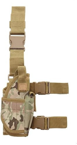 Taktisches Oberschenkel-Holster für Pistolen, Magazintasche, Rechtshänder, 4 Stile (Khaki)