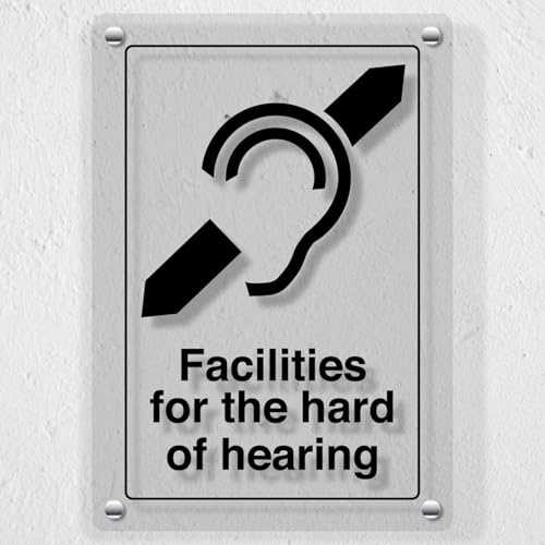 V Safety Facilities for the Hard of Hearing Acrylic Safety Sign – Hearing Loop, Clear Perspex 200x300mm