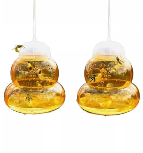Garden Mile 2pc Hanging Wasp Trap and Insect Traps - Reusable Wasp Catcher, Bee Trap, Hornet Traps, Fruit Fly, Hornet for Indoor and Outdoor repellent