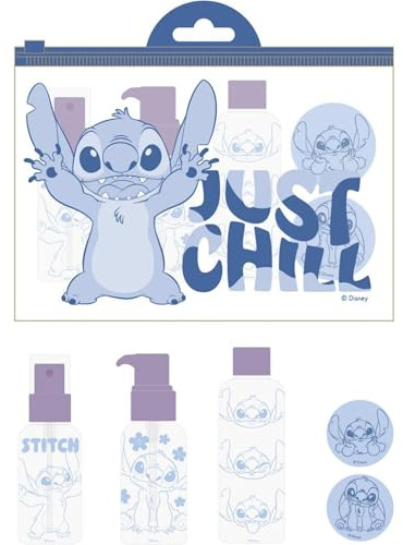 Stitch Reise-Set für die Körperpflege, mit Stickern und wiederverwendbarer Tasche, funktionelles Disney-Zubehör für Mädchen und Jugendliche