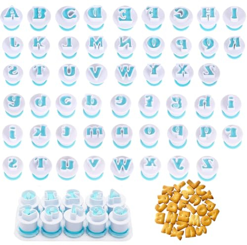 62 Pezzi Stampi per Lettere, Stampi Tagliabiscotti a Forma di Alfabeto, Fai da Te per Stampare Biscotti dell'Alfabeto, Stampo per Decorazione di Torte, Fondente, Pasta di Zucchero, Bambini