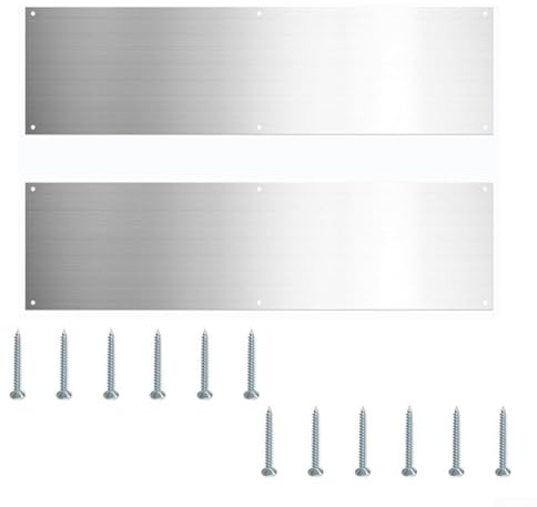 CashMuch Edelstahl-Türschutz, 10,2 x 40,6 cm, robuste Metall-Trittplatte für Haus- und Wohnungstüren, 2 Stück