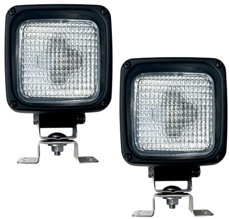 MelTruck 2x H3 Arbeitsscheinwerfer Halogen 12V 24V - Zusatzscheinwerfer Set für Traktor, LKW, Bagger & Landmaschinen - IP69K Wasserdicht, Glasstreuscheibe, Omega-Halterung - Ohne Leuchtmittel
