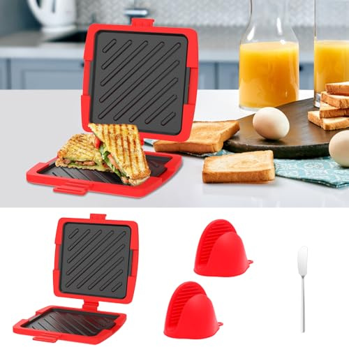 Mikrowellen-Sandwich-Maker,Toaster,3 bis 5 Minuten Grillzeit,gegrillter Käse,knuspriger Toast-Maker,Panini-Presse,ohne Kabel,spülmaschinenfest,Mikrowellengrill für Büro,Zuhause,Reisen,Schule,Wohnheim