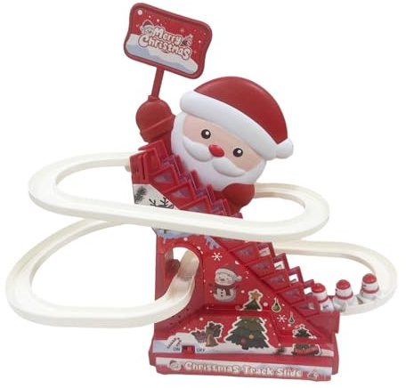 Jouet d'escalade Père Noël Automatique - Toboggan Électrique pour Escaliers, Rouleau de Noël pour Filles, Cadeau de Décoration Maison- 3 Figurines