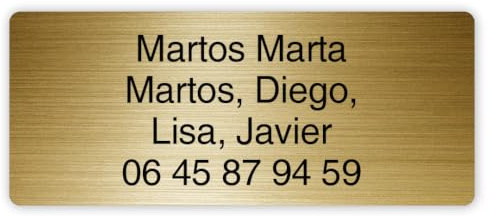 MYGOODPRICE - Placa para buzón personalizada autoadhesiva con nombre grabado, 1 a 5 líneas, formato 12 x 5 cm - Oro