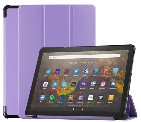 Yilgviza Cover Compatibile con Fire HD 8 (12ª/10ª Generazione, 2024/2022/2020), in Pelle PU Antiurto, Sottile e Leggera, Adatta per Tablet Fire HD 8/Plus/Kids/PRO (Viola)