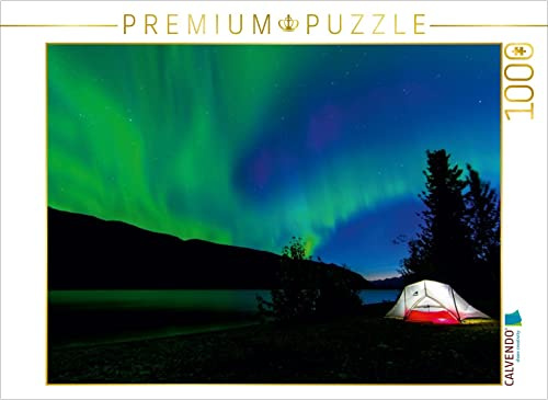 CALVENDO Puzzle Nordlichter, Muncho Lake, British Columbia | 1000 Teile Lege-Größe 64 x 48 cm Foto-Puzzle für glückliche Stunden